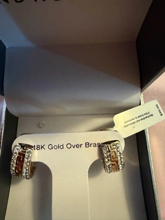 And Now This NWT Gold Crystal Huggie Earrings - Gold - Picture 2 of 5